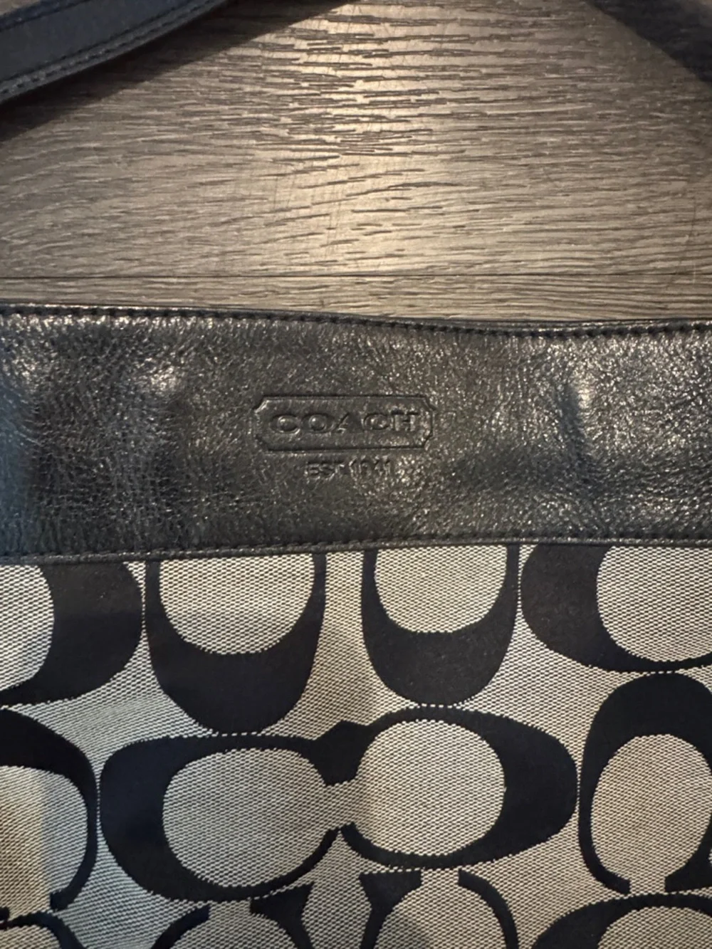 Coach Black and Taupe Signature Canvas Shoulder Hobo - Picture 2 of 4